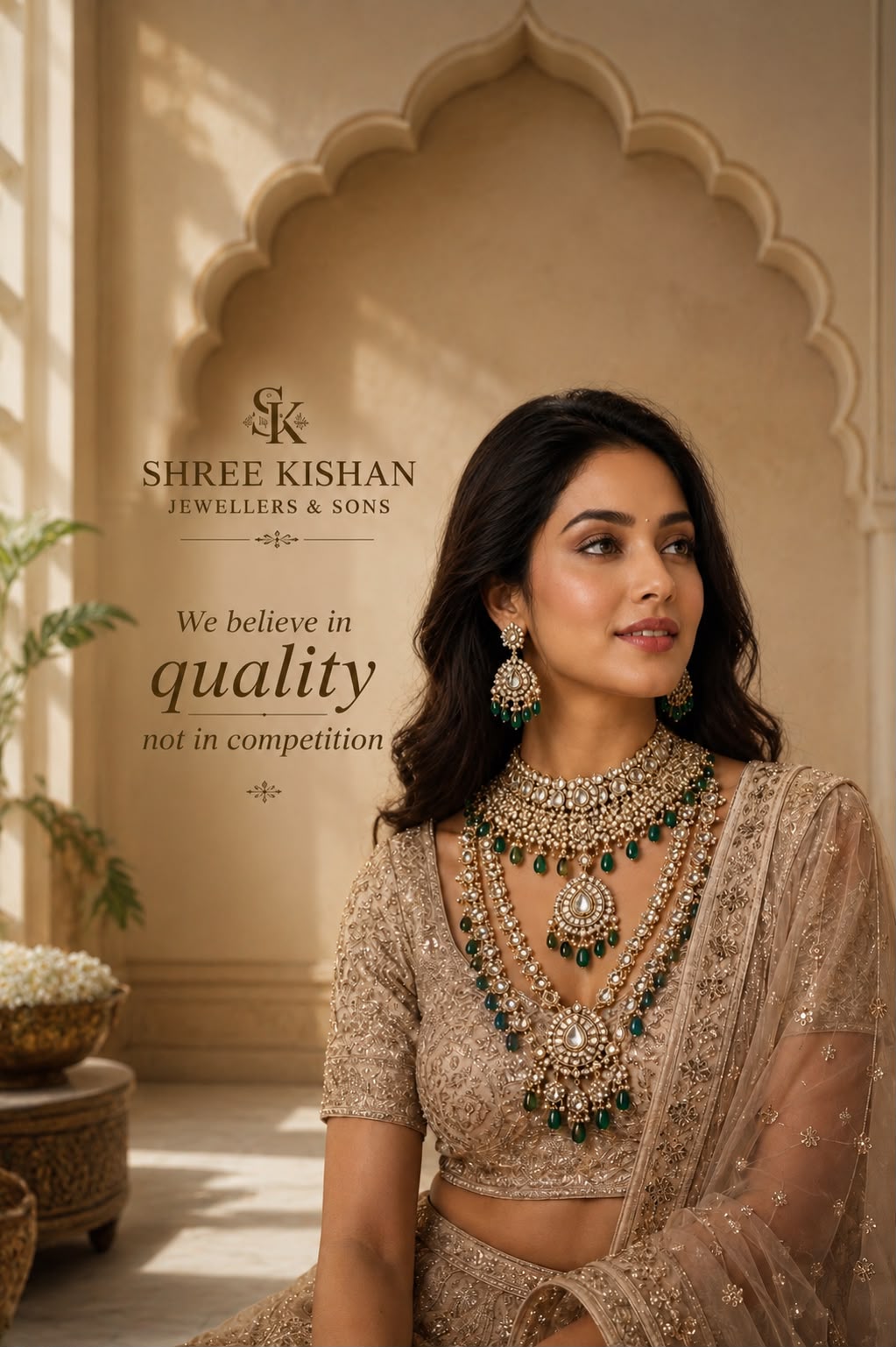 Handcrafted Kundan and Polki Jewellery set by Shree Kishan Jewellers & Sons