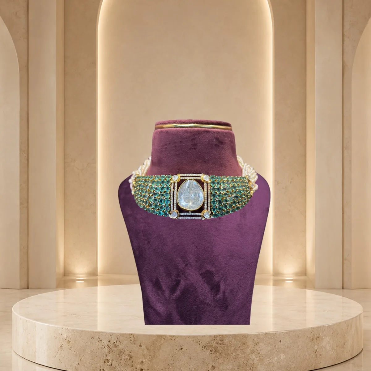 Neelam Emerald Choker — Choker Sets jewellery by Shree Kishan Jewellers & Sons