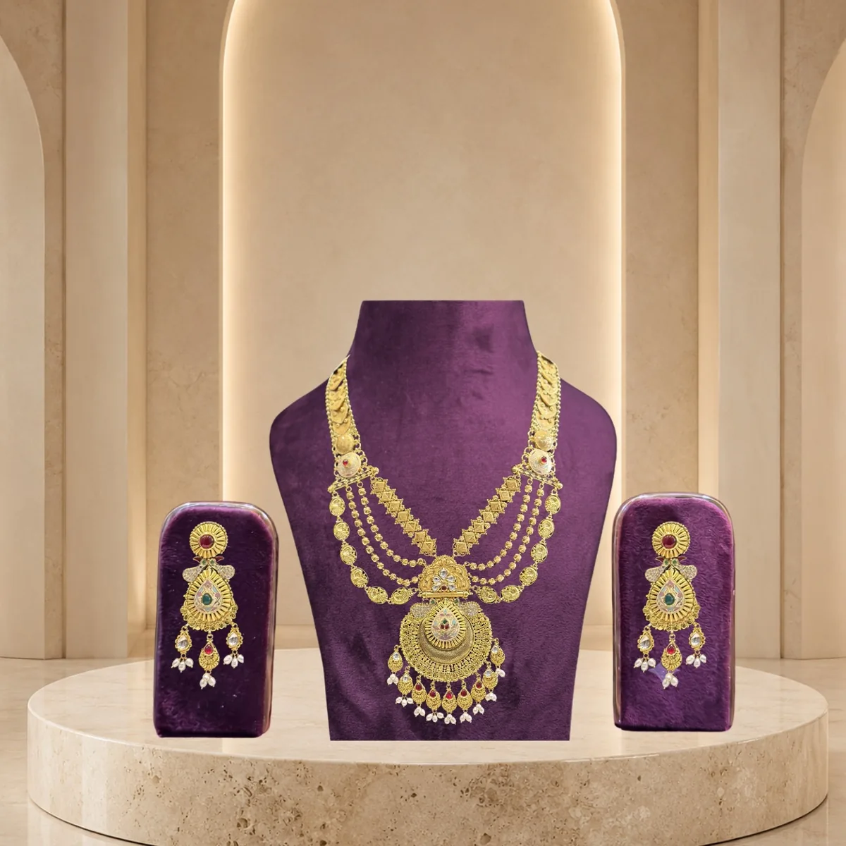 Sarafa Layered Gold Necklace — Gold Sets jewellery by Shree Kishan Jewellers & Sons